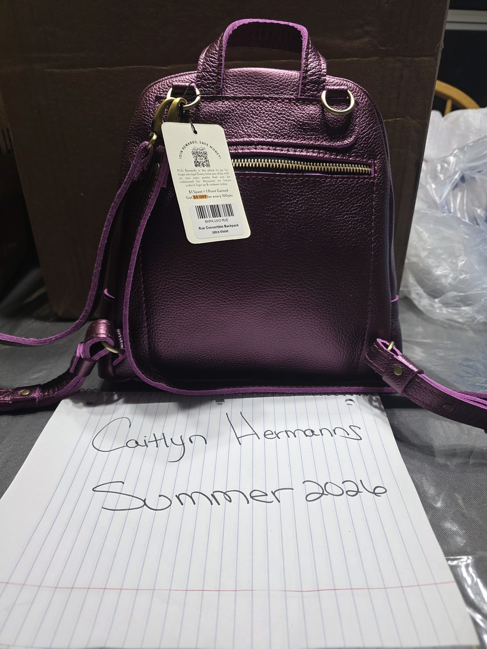 Portland Leather Ultra Violet Backpack Discountinued Color And Style - Picture 2 of 3